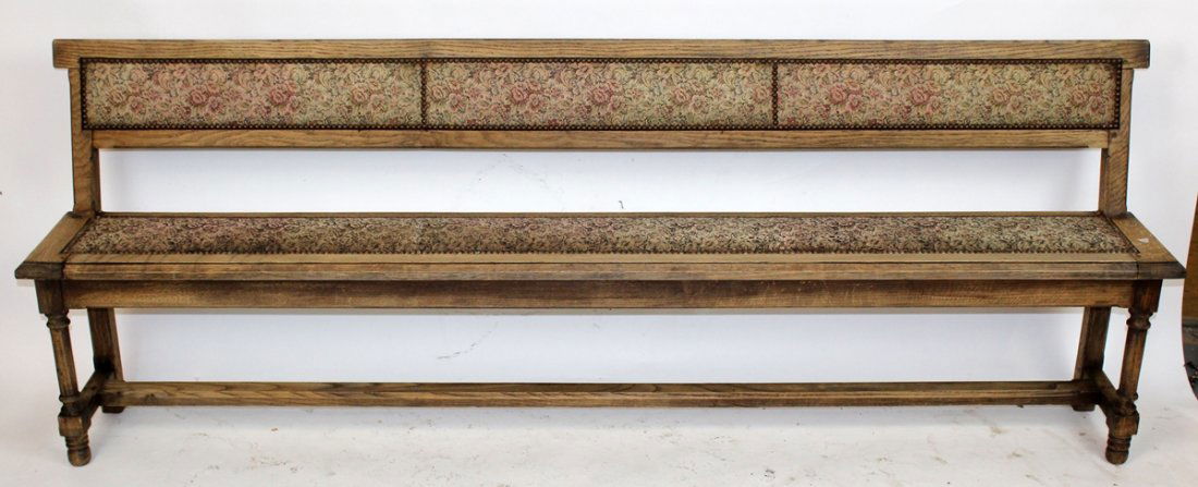 Antique French oak train bench (1 of 6)