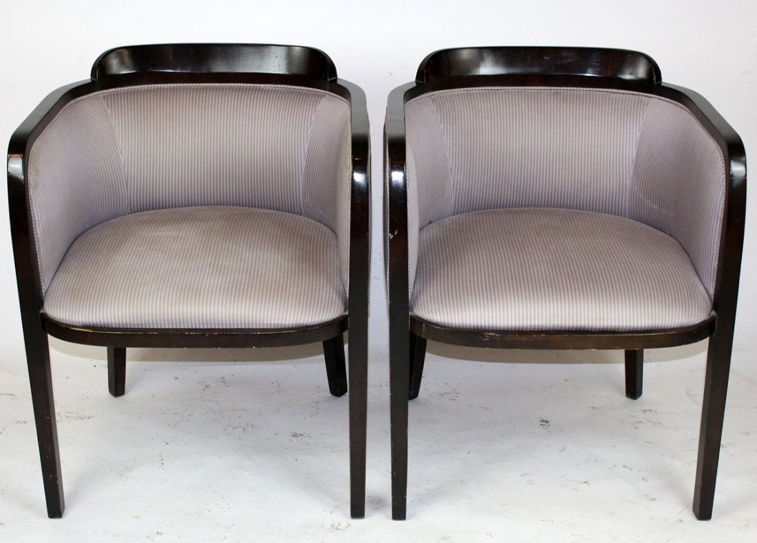 Pair Art Deco style barrel back club chairs (1 of 4)