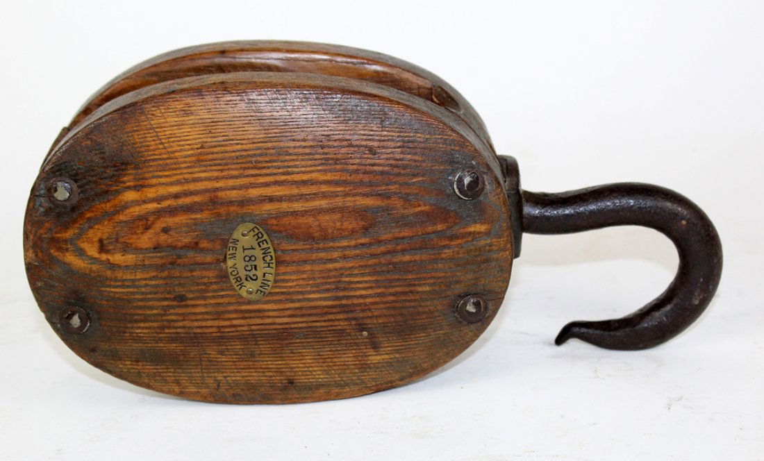 Antique block & tackle French Line New York 1852 (1 of 4)