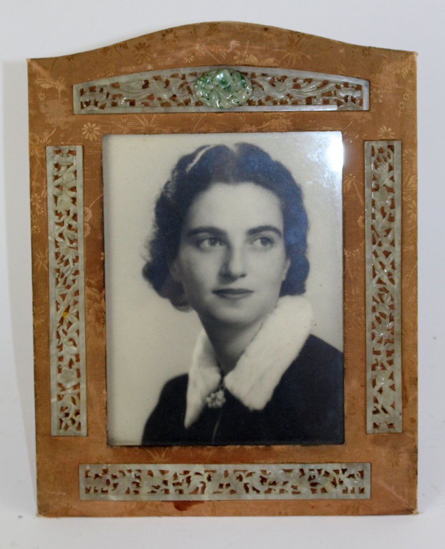 Chinese picture frame with jade carvings (1 of 4)