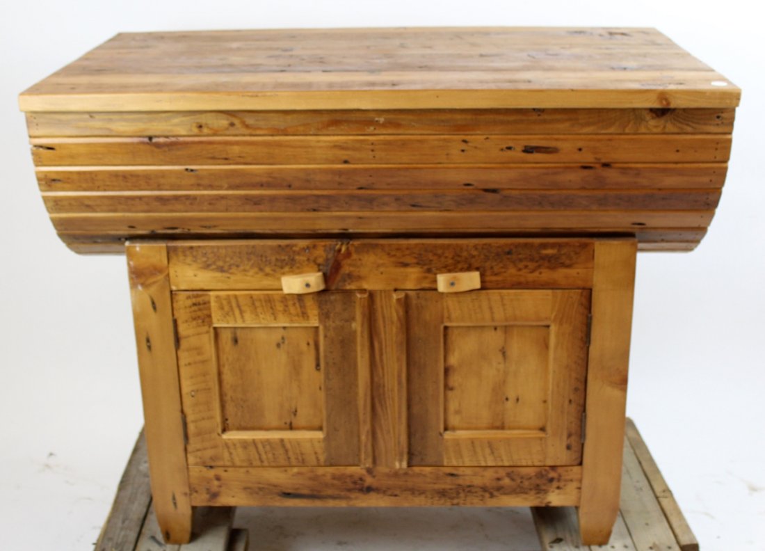 Primitive pine grain bin style console (1 of 3)