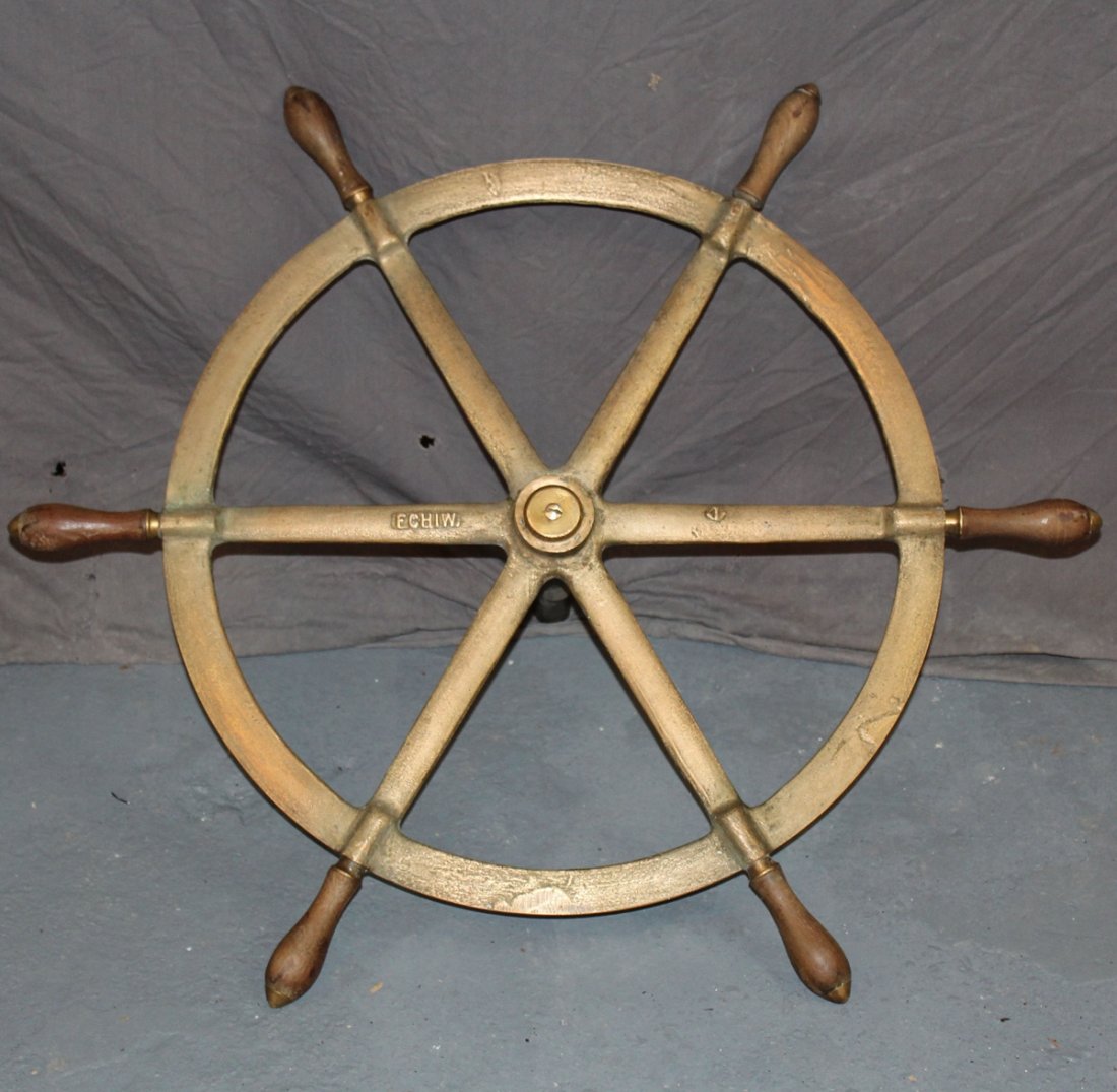 Vintage bronze ships wheel: Vintage bronze ships wheel. 36" diameter