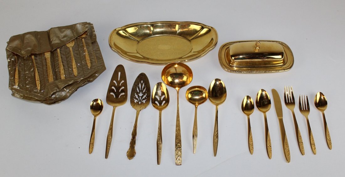 Gold plated flatware service for 16 (1 of 2)