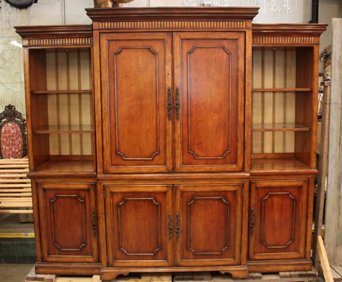 Wall unit entertainment cabinet with bookcase (1 of 2)