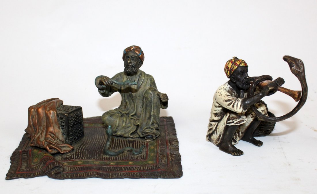 Lot of 2 cold painted bronze figurines (1 of 6)