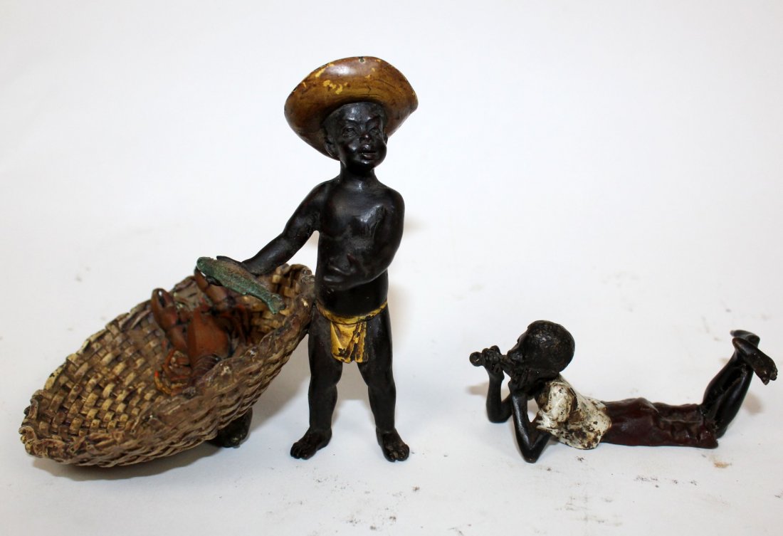 Lot of 2 cold painted bronze young boy figurines (1 of 5)