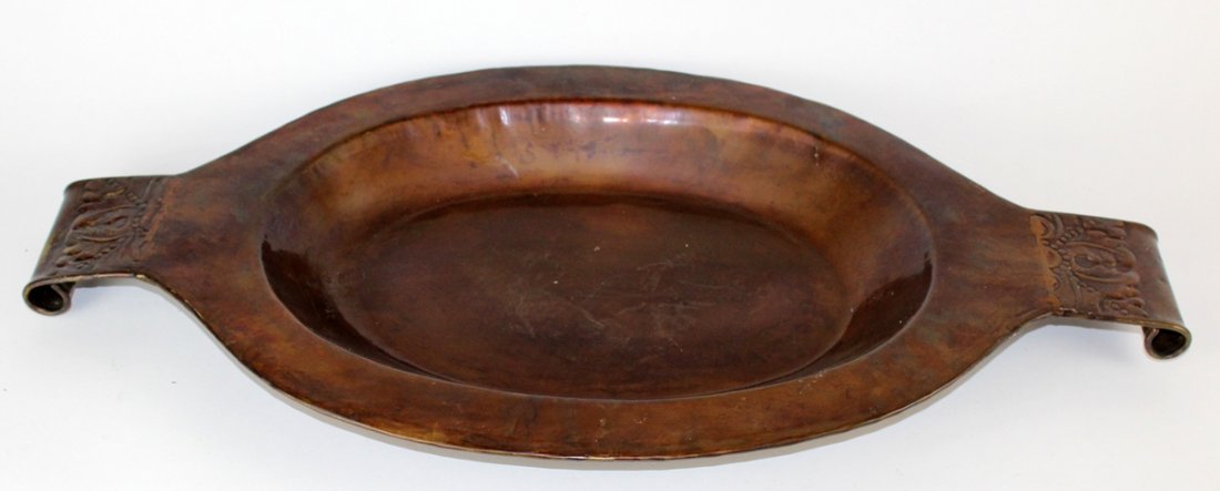 Large oval copper shallow bowl (1 of 3)