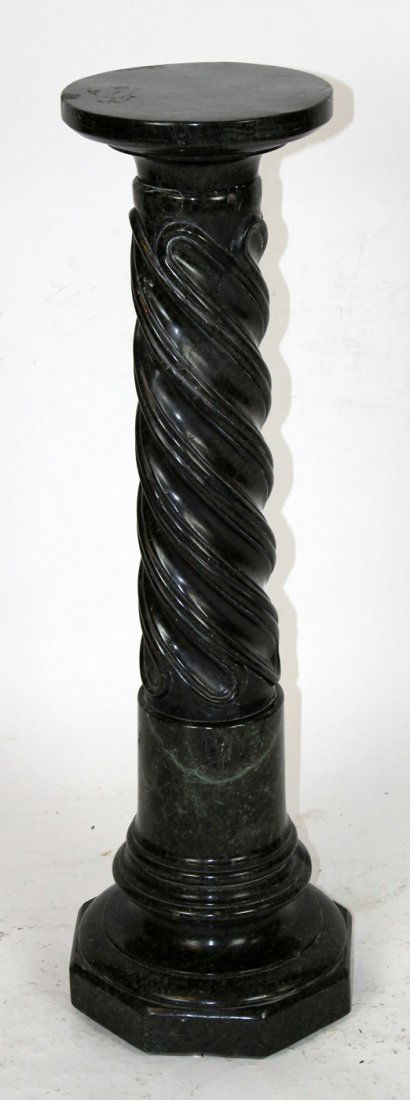 Green marble pedestal with barley twist (1 of 4)