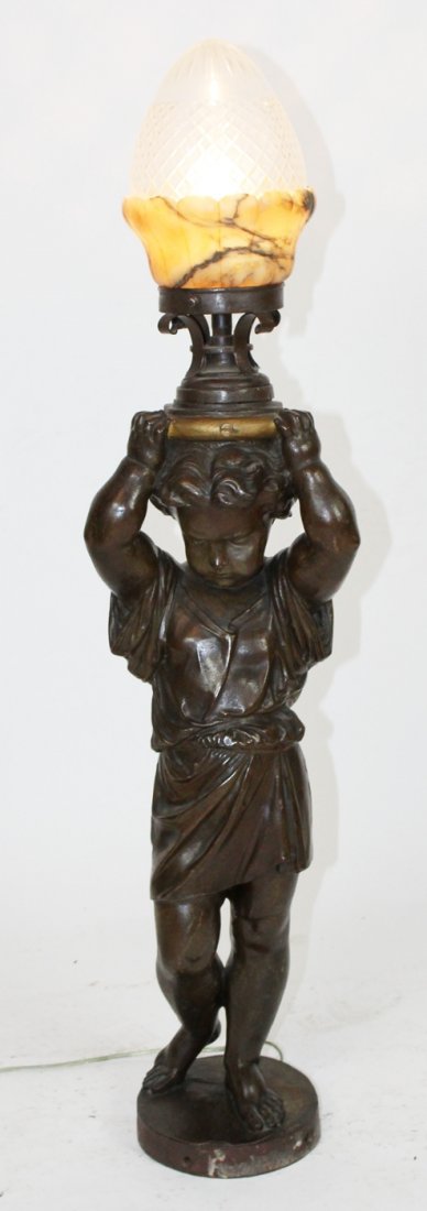 Cast iron newel post light with cherub (1 of 3)