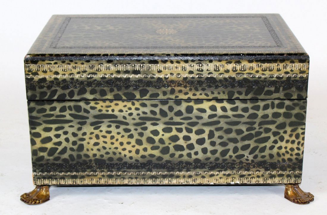 Vintage Maitland Smith leopard painted trunk (1 of 6)