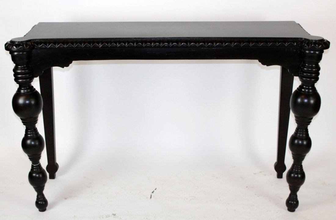 Black painted console table with turned legs (1 of 3)