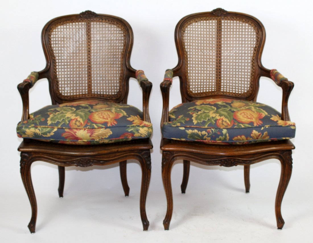 Pair of Louis XV armchairs walnut with cane (1 of 4)