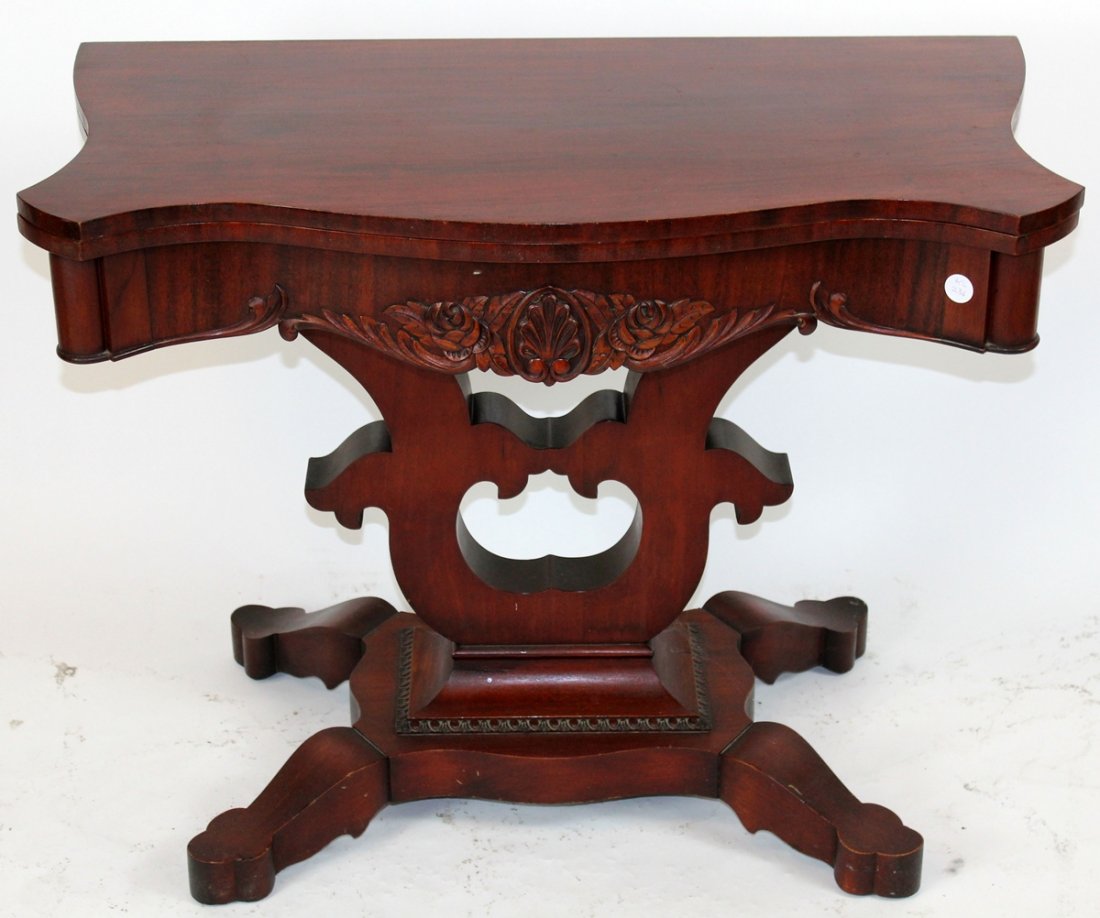 American Victorian flame mahogany flip top game table (1 of 6)