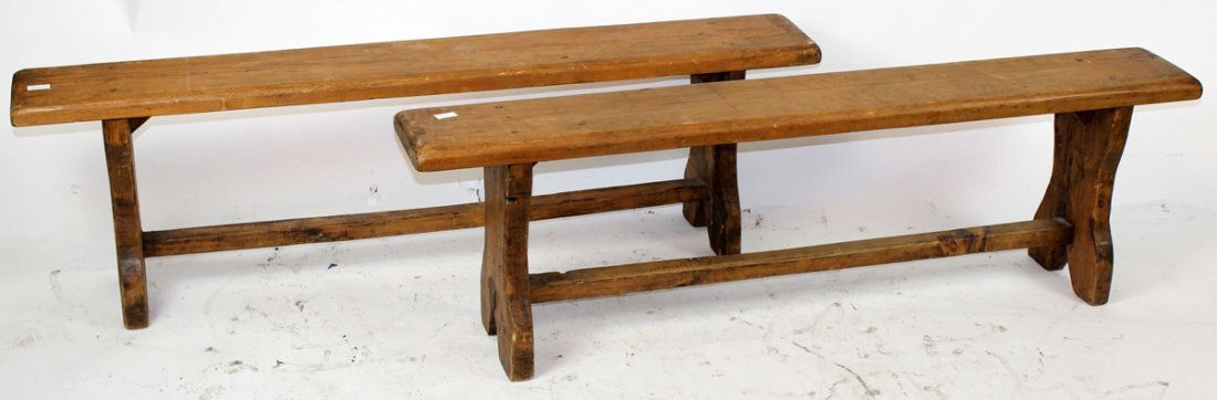 Pair of French farmhouse benches in oak (1 of 4)