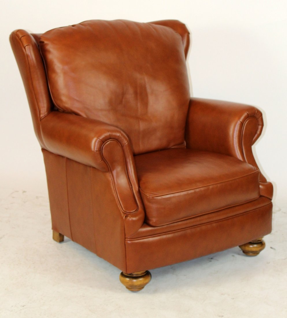 Stickley leather armchair: Stickley leather armchair. 40.5"h x 37"w