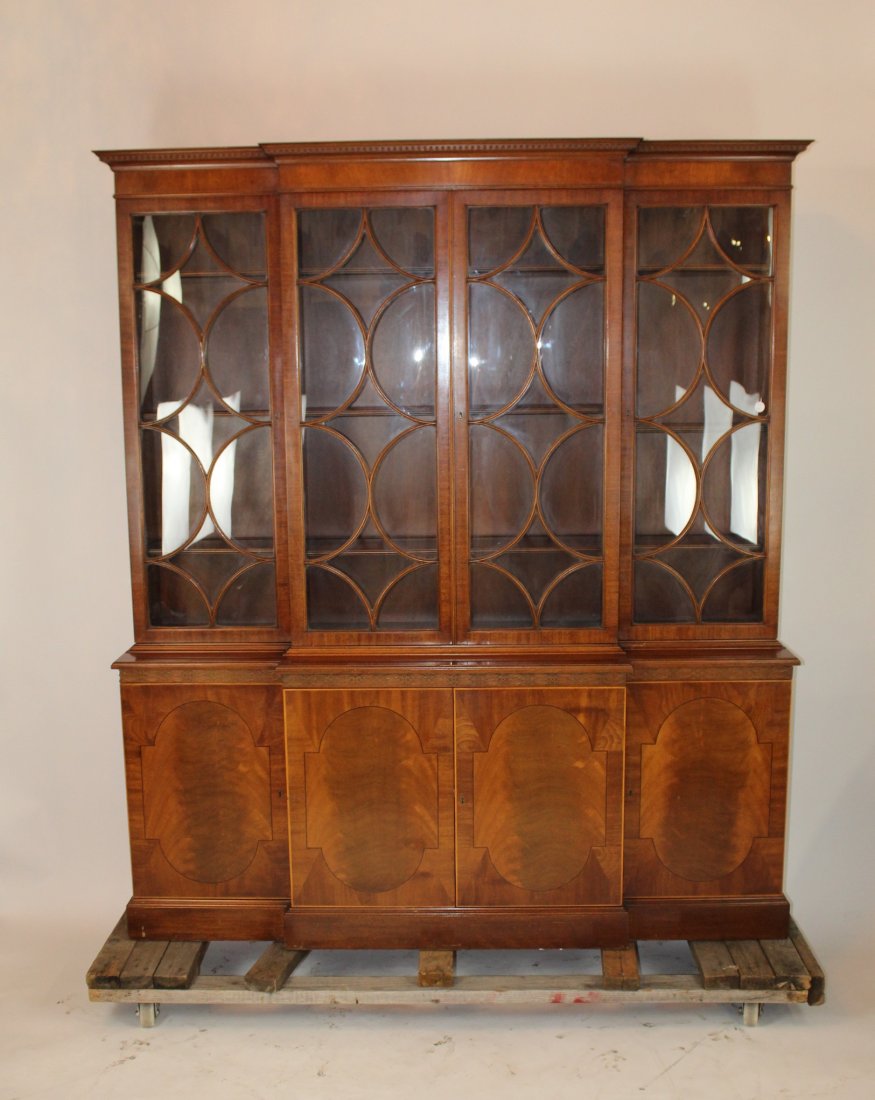 George II style mahogany breakfront bookcase (1 of 3)