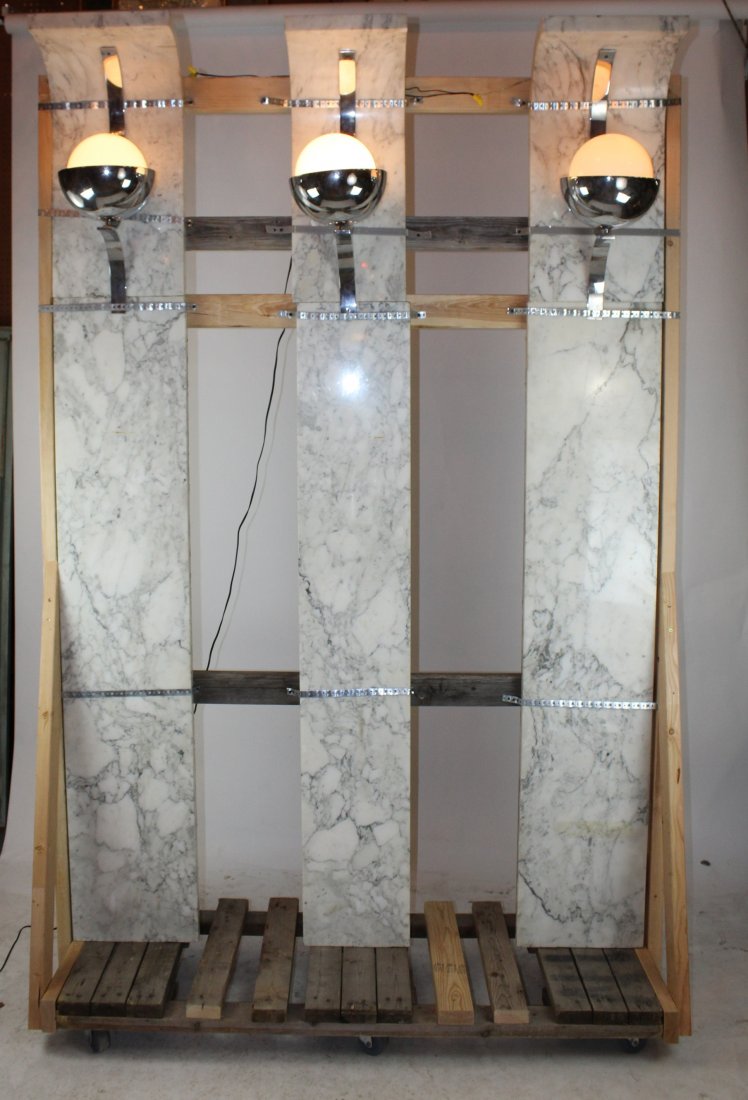 Set of 5 Art Deco marble & chrome pilasters with lights (1 of 7)