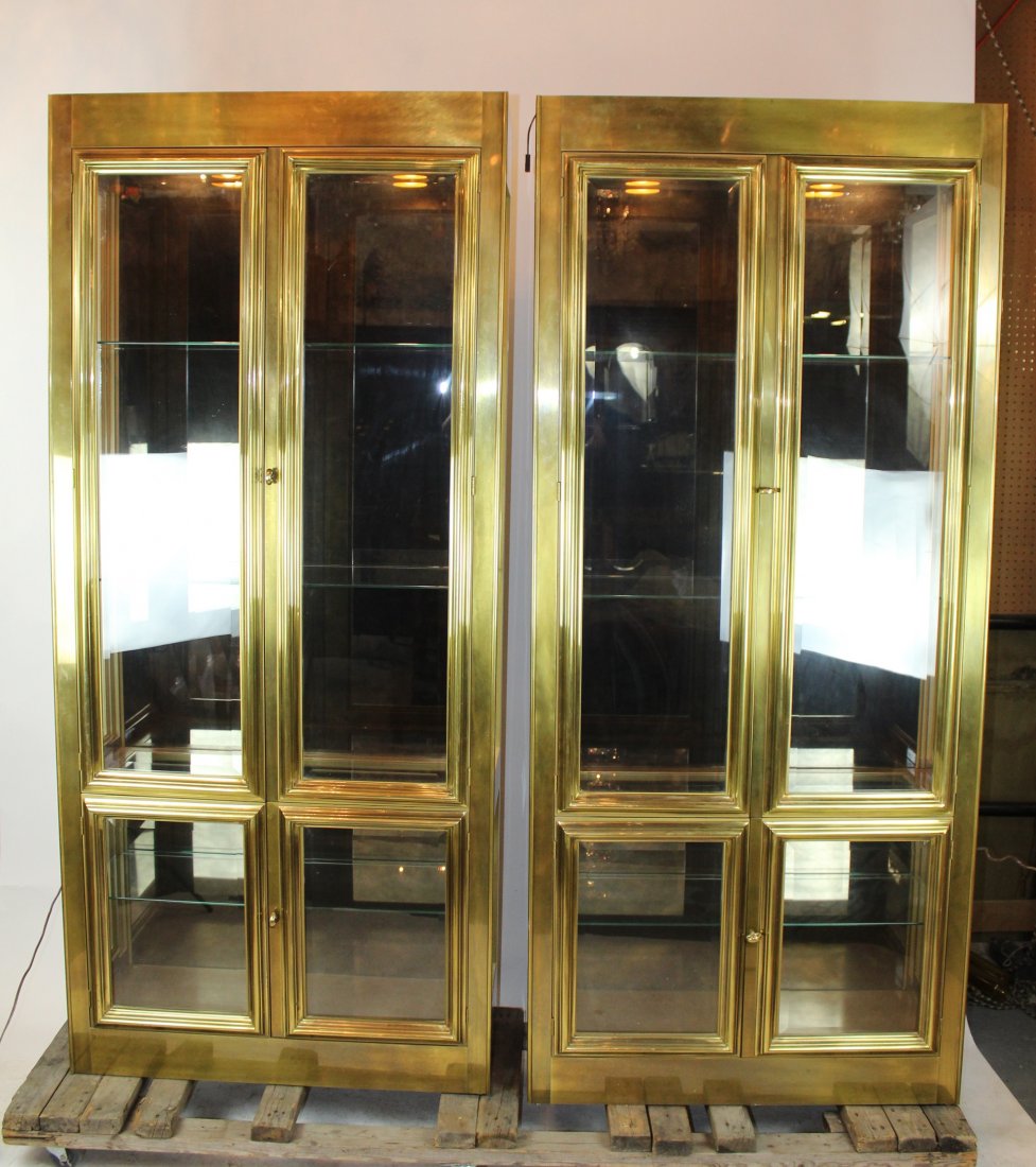 Pair of Mastercraft brass vitrines or display cabinets (1 of 3)