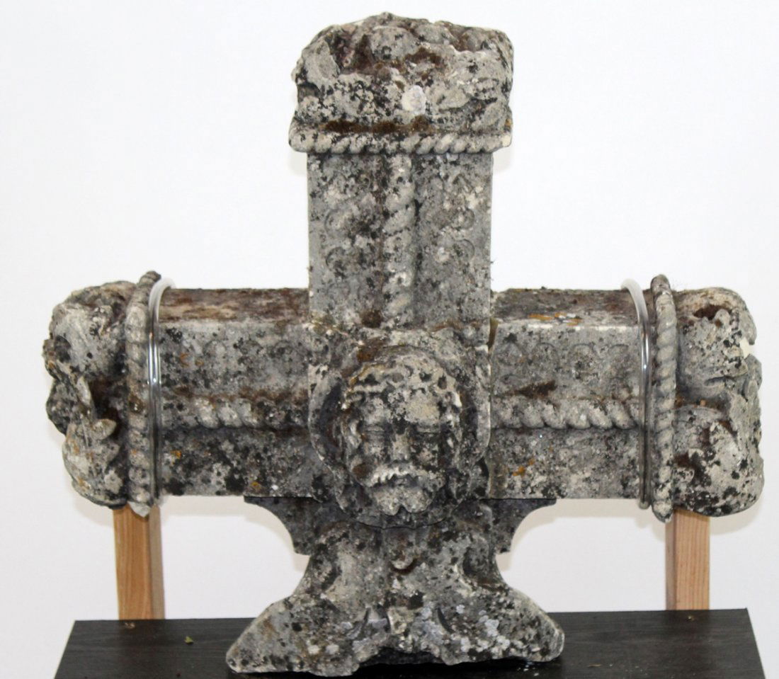 Antique French limestone fragment of cross (1 of 4)