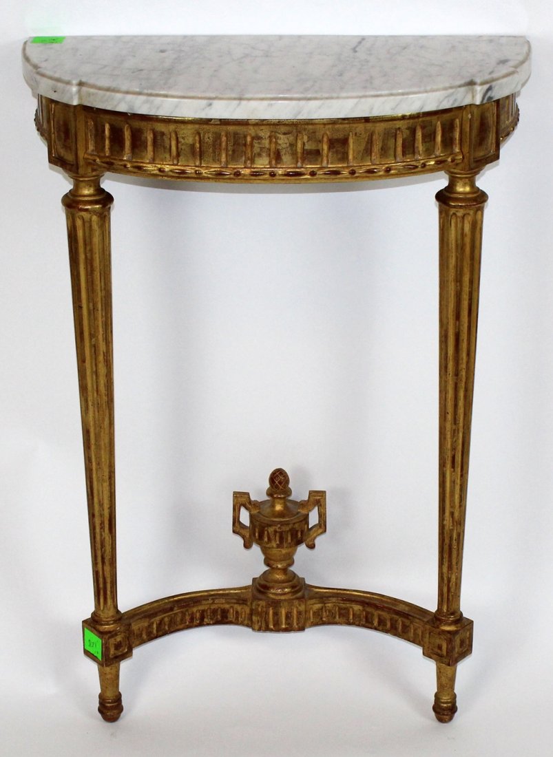 French Louis XVI style wall mount gold leaf console (1 of 3)