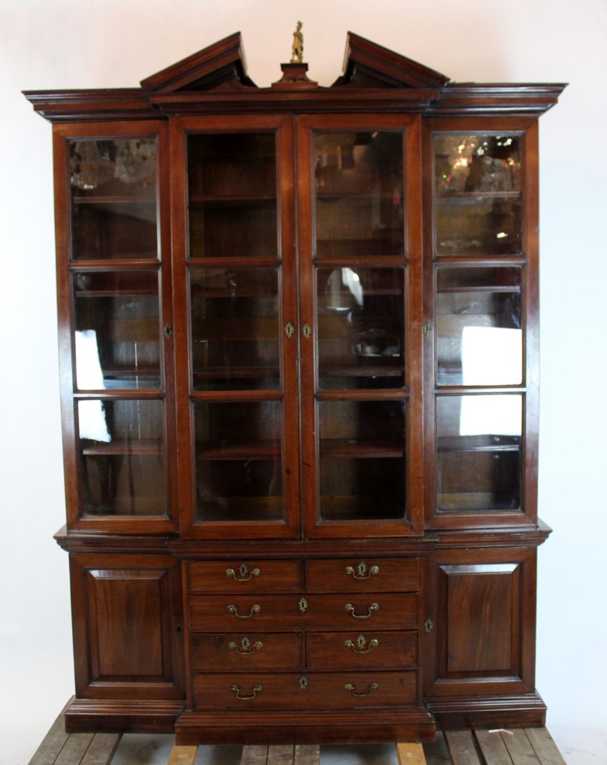 19th century mahogany breakfront bookcase (1 of 5)