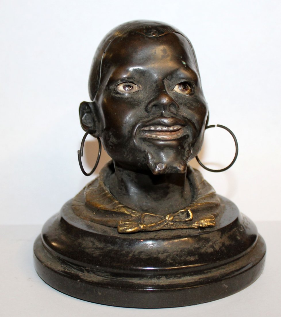 Bronze male bust inkwell (1 of 4)