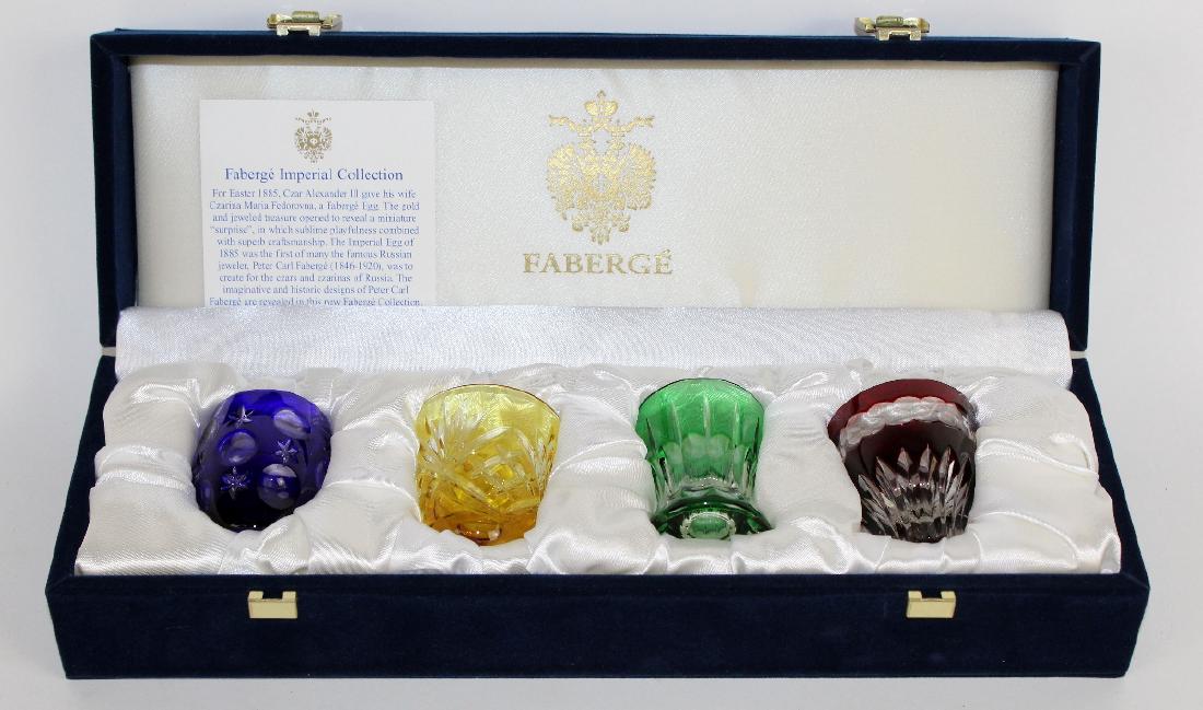 Set of 4 Faberge cordial glasses in case (1 of 3)