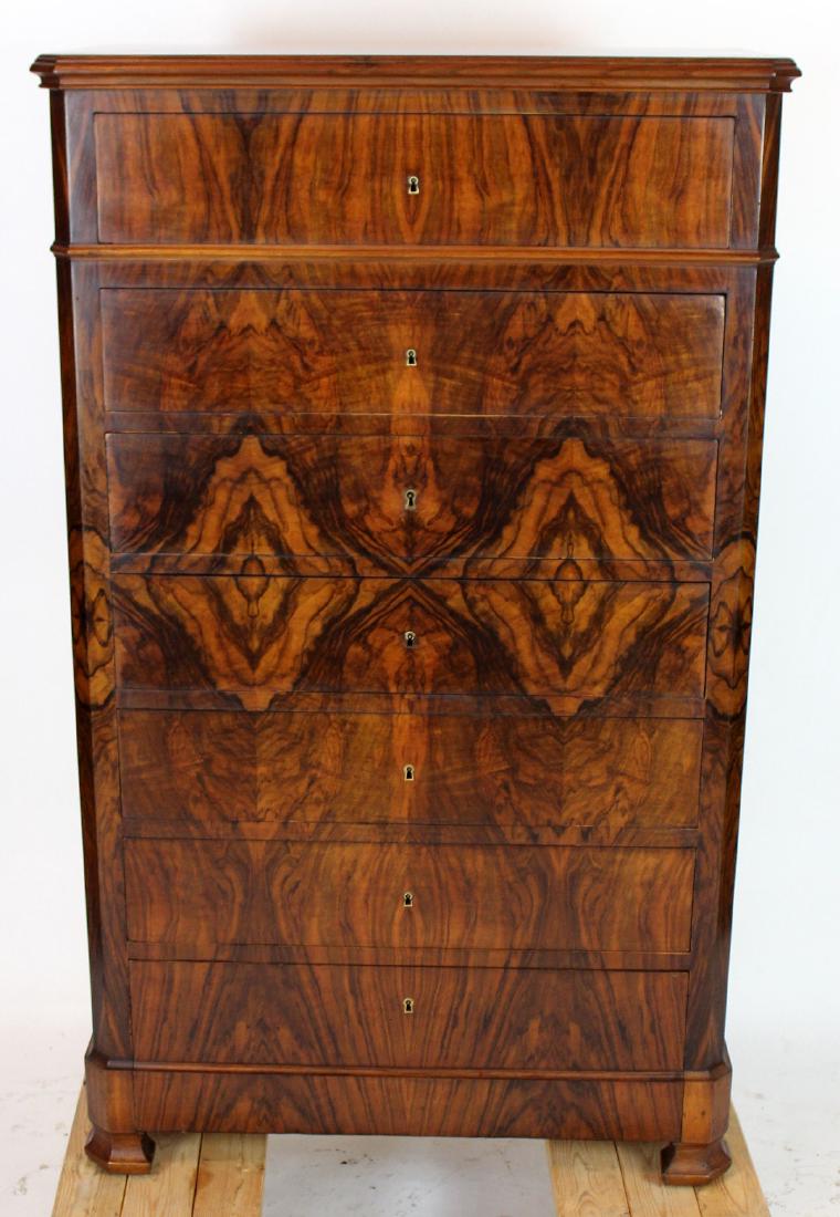 Louis Philippe semainier chest in burl walnut (1 of 4)
