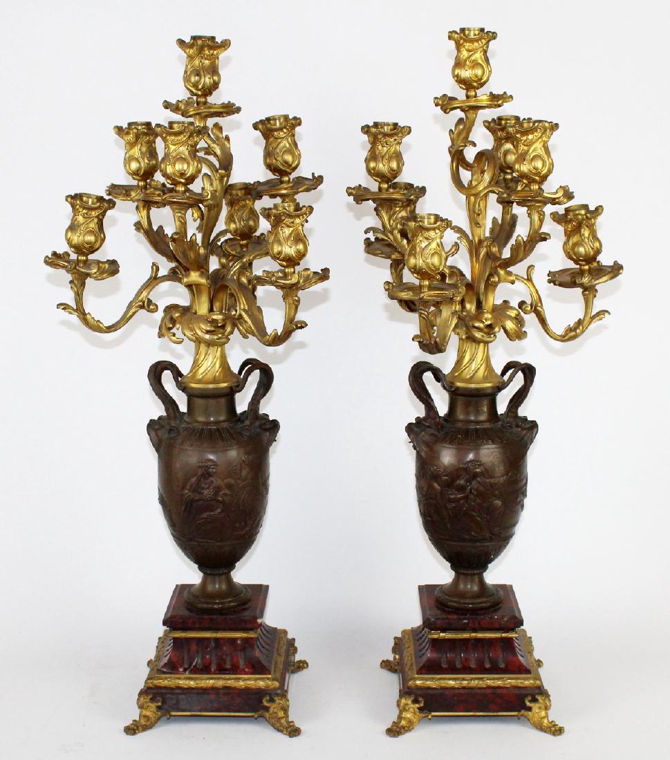 Pair F. Barbedienne bronze urn form candelabra (1 of 6)