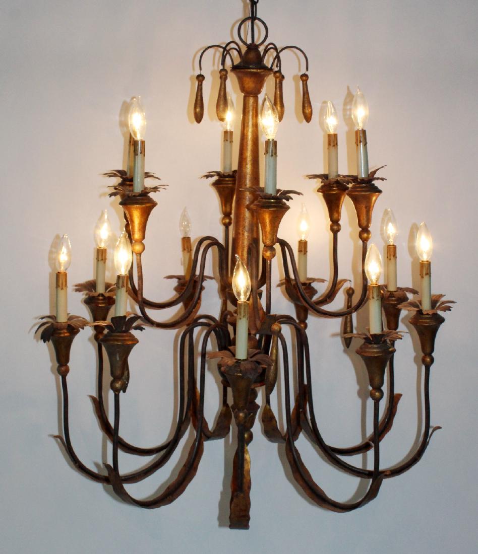 15 light 2 -tier iron and wood chandelier (1 of 4)