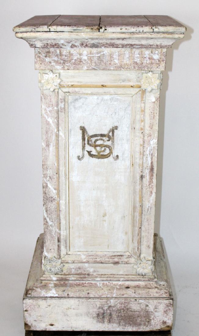 Antique painted pine exhibition style pedestal (1 of 6)
