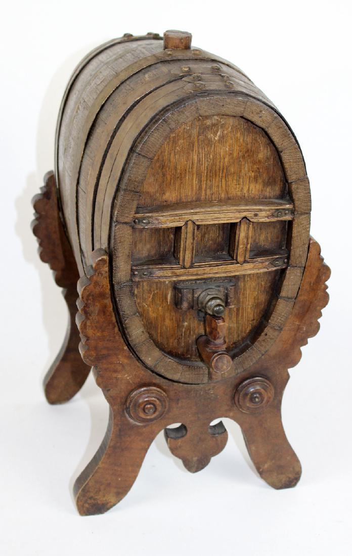 French mini wooden sherry keg on stand (1 of 4)