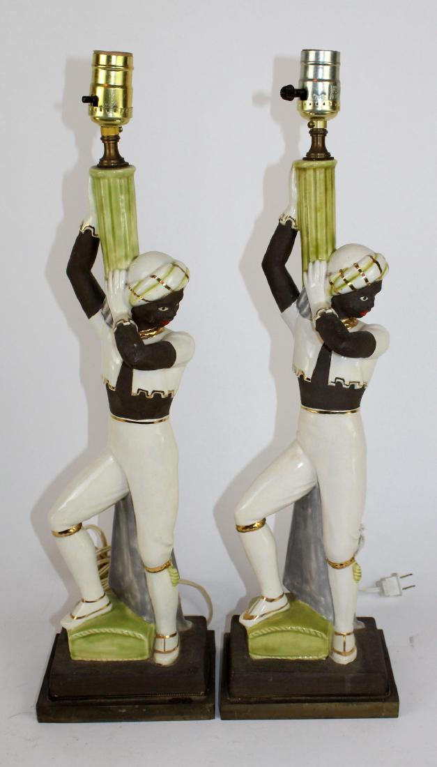 Pair of vintage chalkware Moorish dancer lamps (1 of 3)