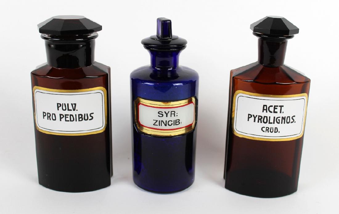 Lot of 3 antique glass apothecary jars (1 of 3)