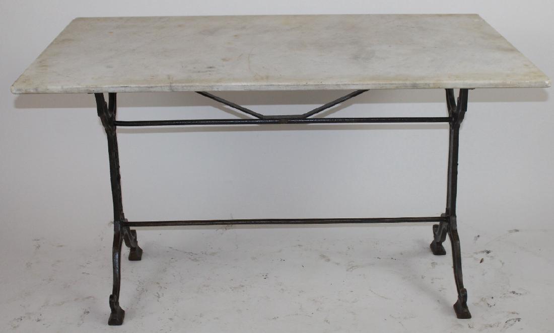 French cast iron bistro table with marble top (1 of 4)