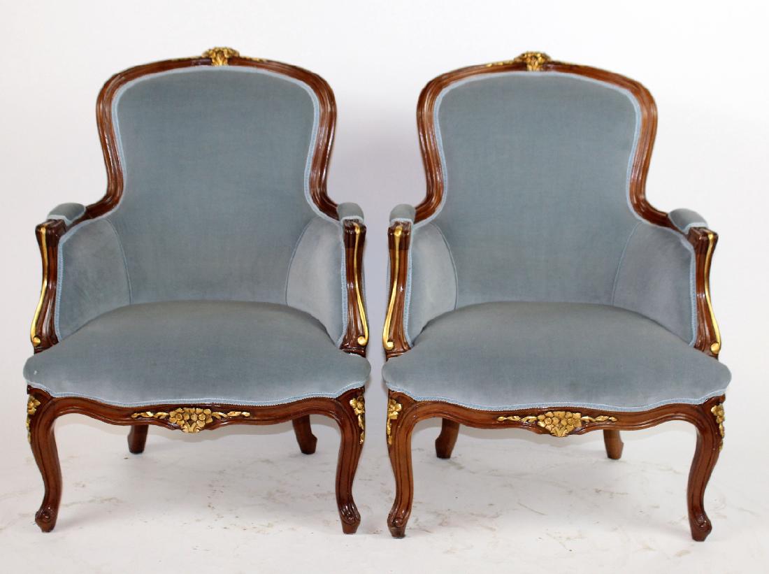 Pair of French Louis XV bergeres (1 of 4)