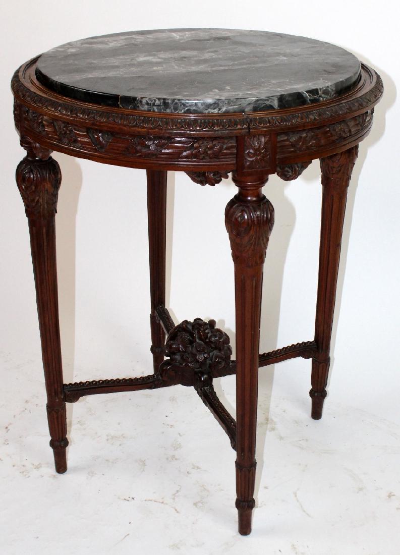 French Louis XVI style gueridon with marble (1 of 3)