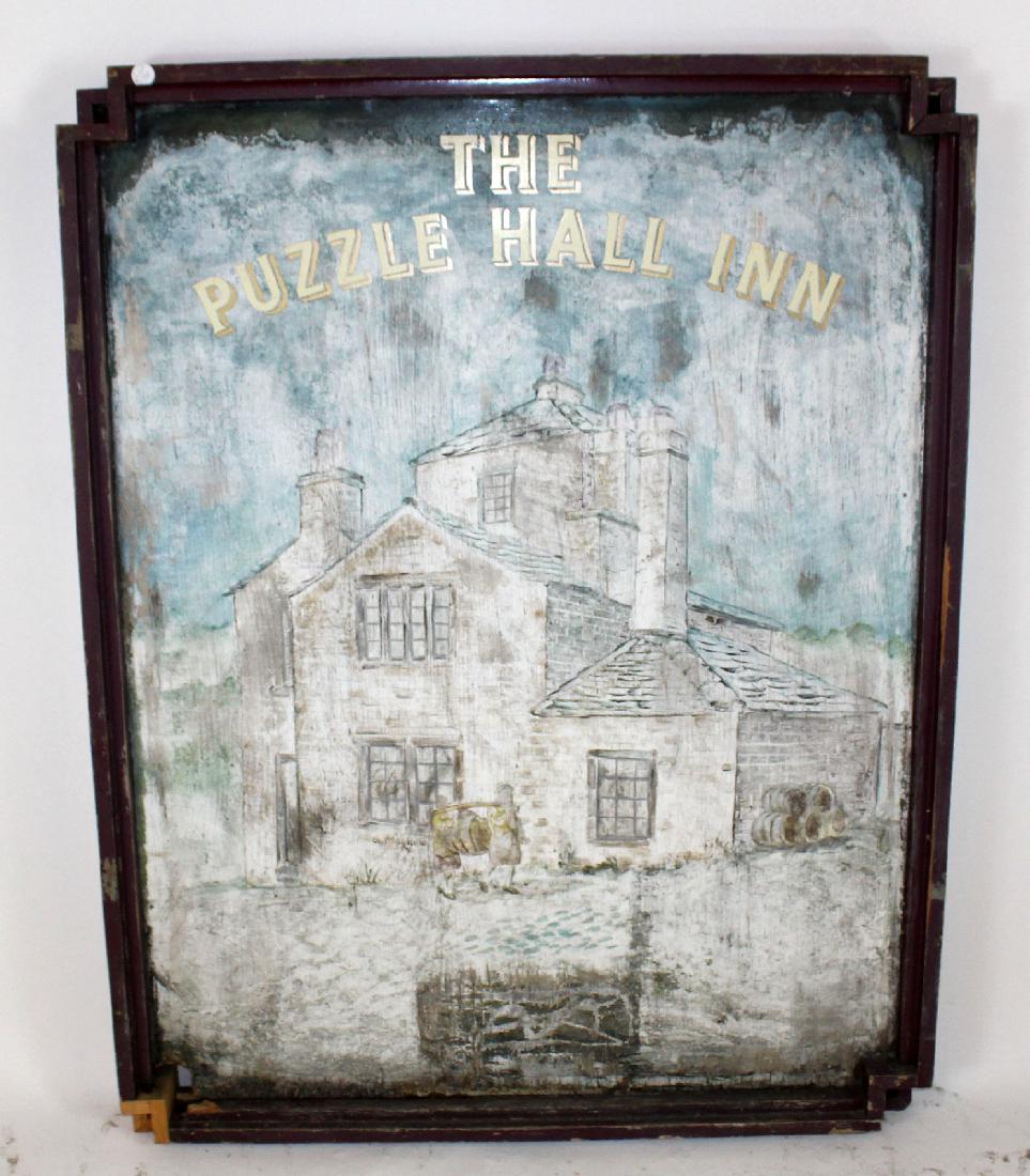 "The Puzzle Hall Inn" double sided English pub sign (1 of 4)