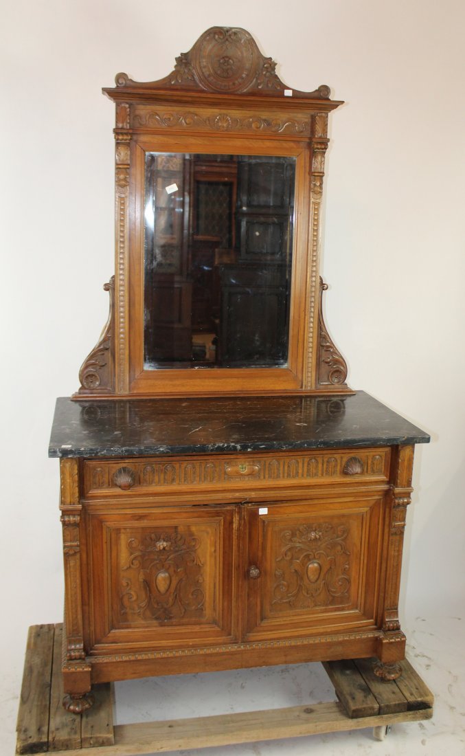 Italian Umbertine commode with mirror: Italian Umbertine commode with mirror. 77"h x 41"w x 21 1/2"d