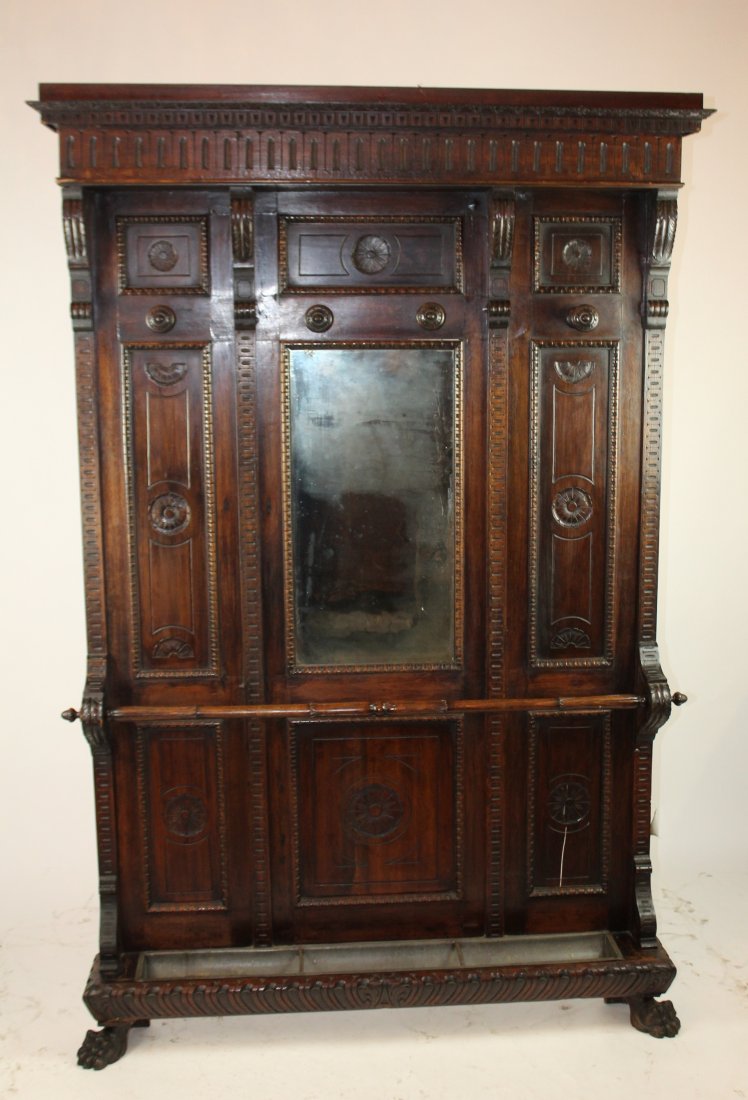 Italian Renaissance carved walnut halltree (1 of 5)