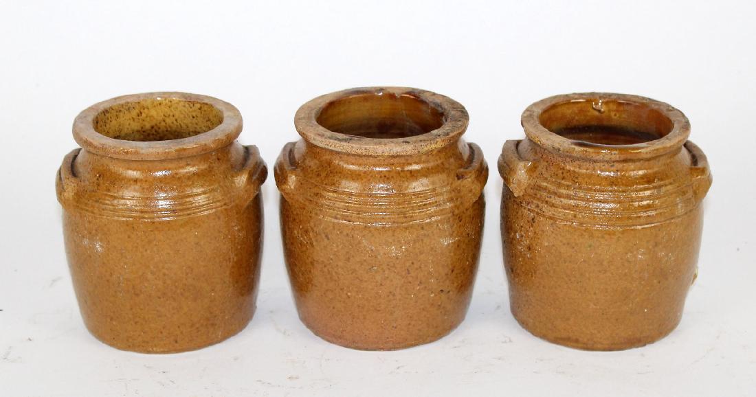 Lot of 3 miniature French terra cotta confit pots (1 of 3)