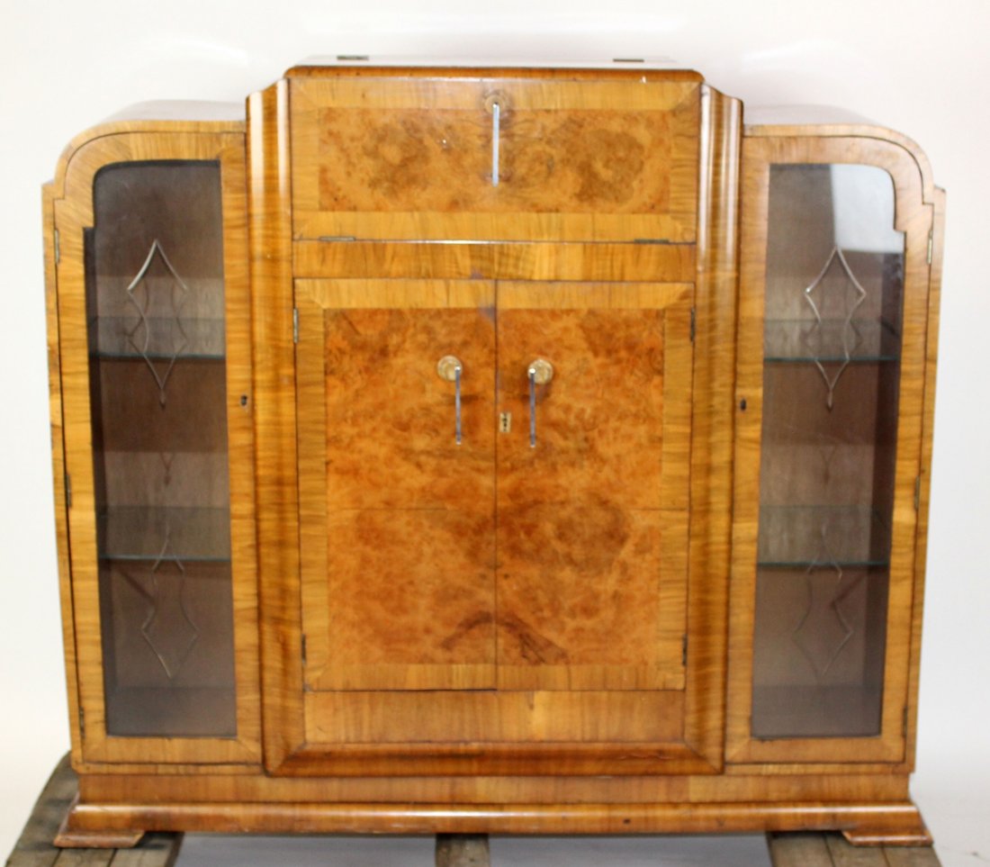 Italian Art Deco burled walnut bar cabinet (1 of 6)