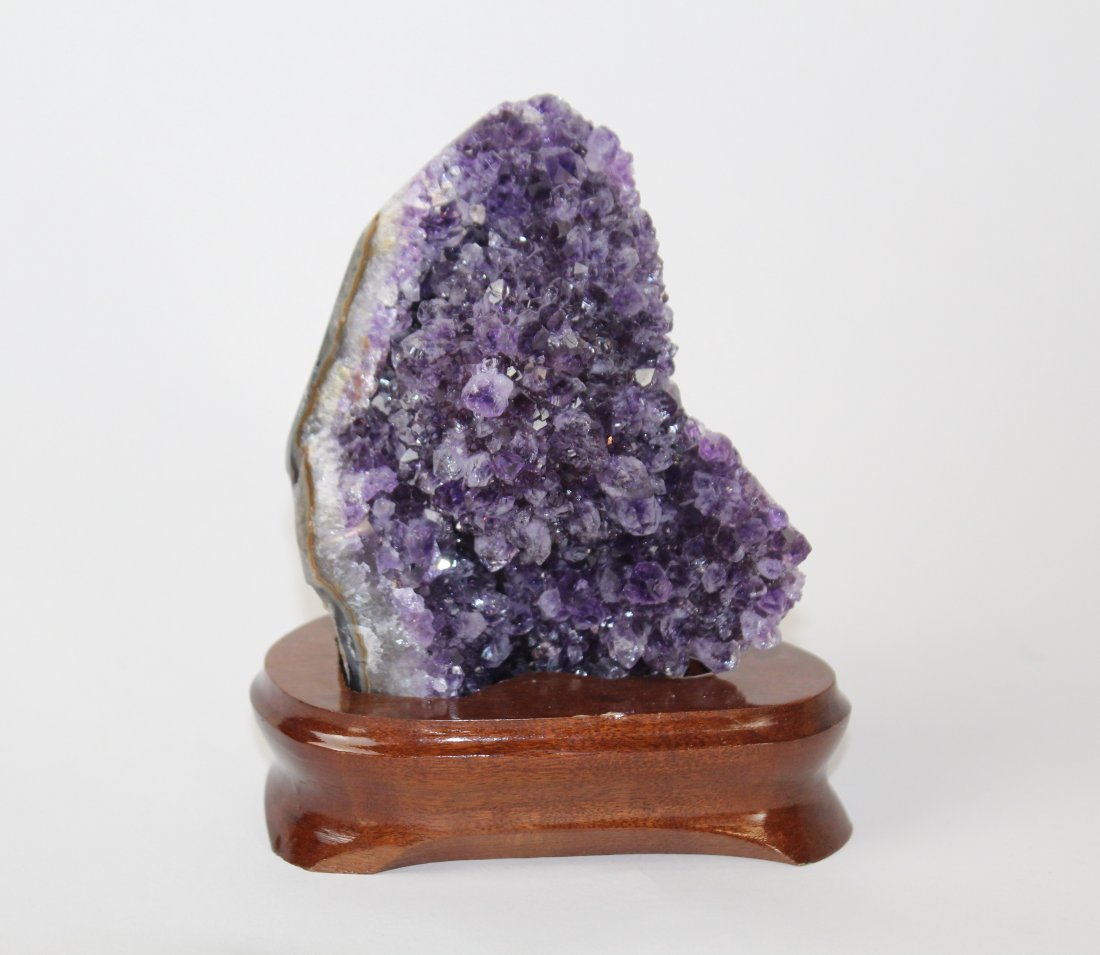 Amethyst geode on wooden base (1 of 2)