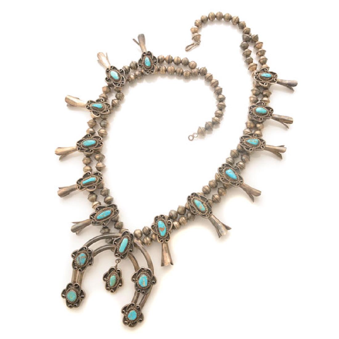 Native American Turquoise, Silver Squash Blossom (1 of 5)