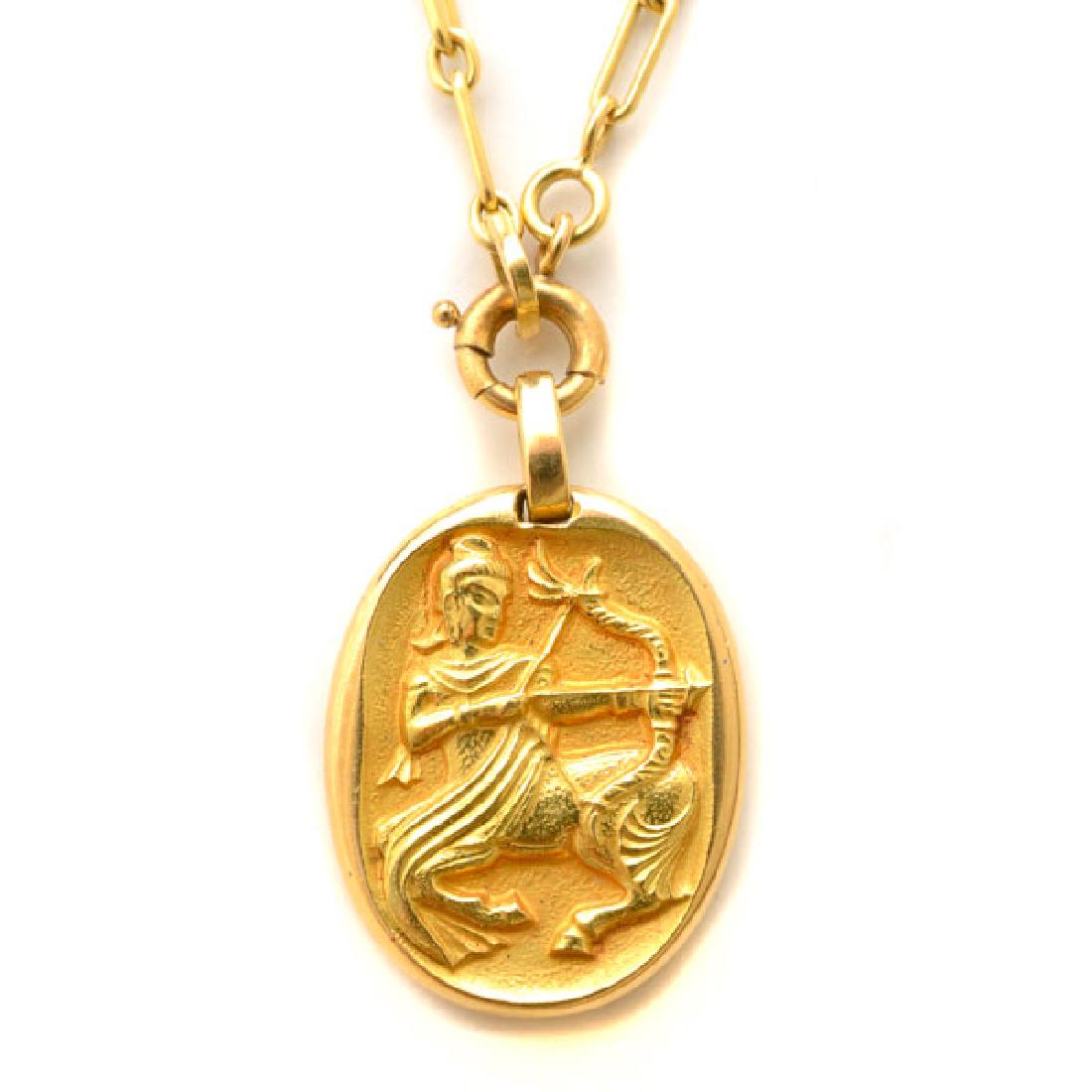 Cartier 18k Yellow Gold Sagittarius Pendant Necklace. (1 of 3)