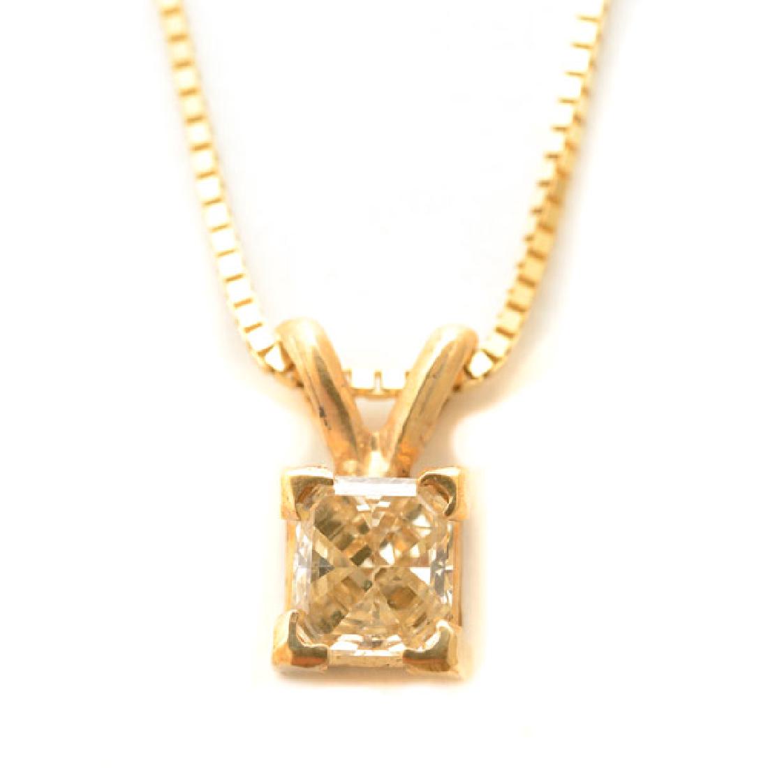Diamond, 14k Yellow Gold Pendant Necklace. (1 of 4)