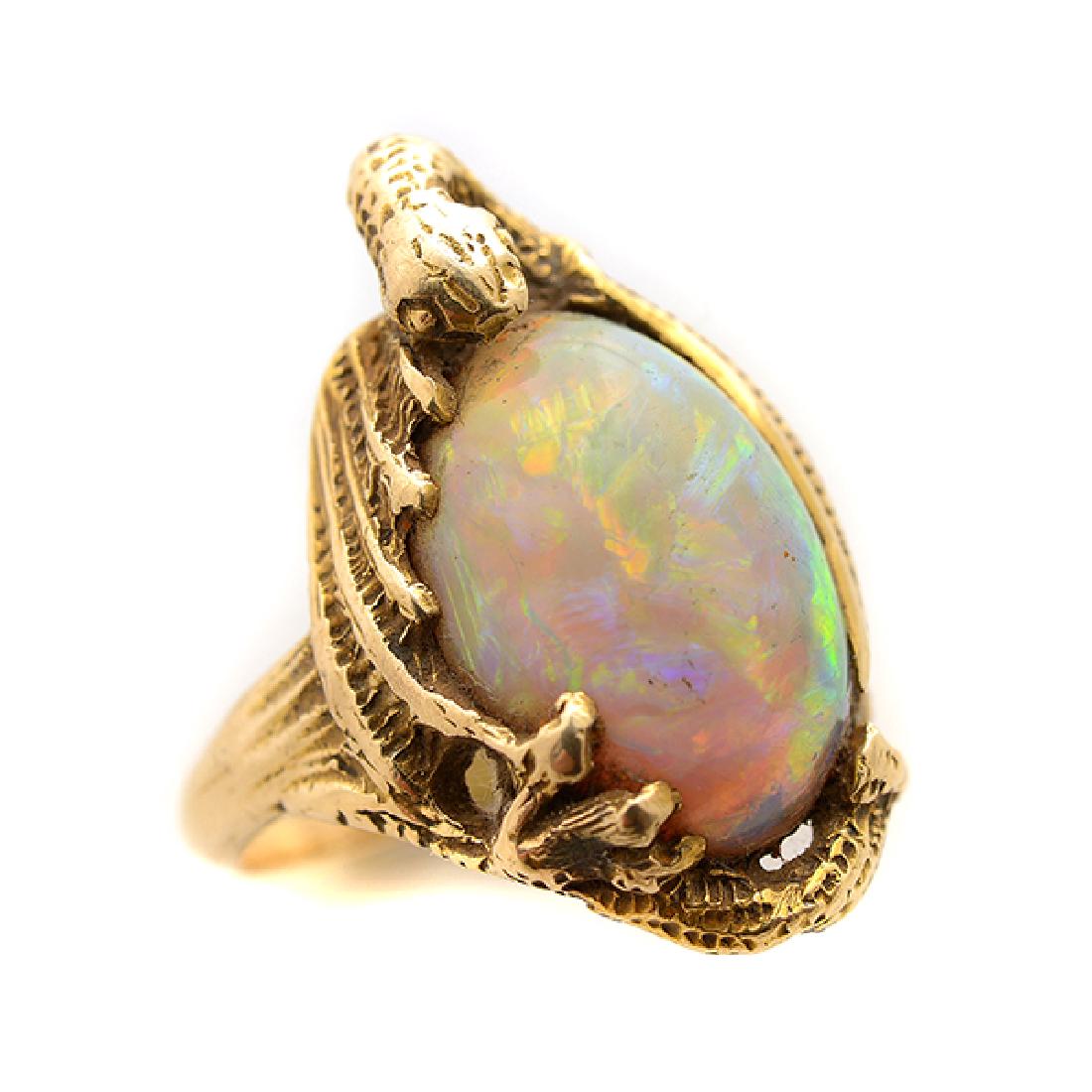 Walton & Co. Art Nouveau Opal, 14k Yellow Gold Ring. (1 of 4)