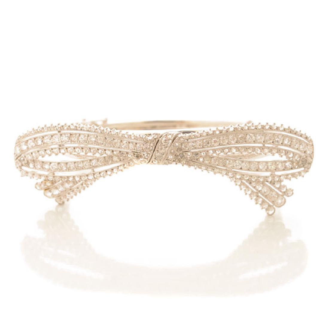 Diamond, Platinum Bow Bracelet. (1 of 4)