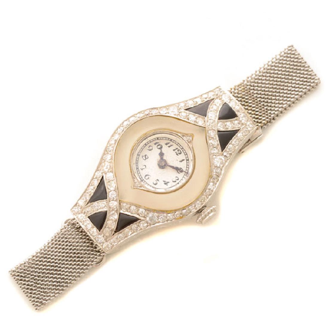 Ladies Art Deco Diamond, Black Onyx, Rock Crystal (1 of 5)