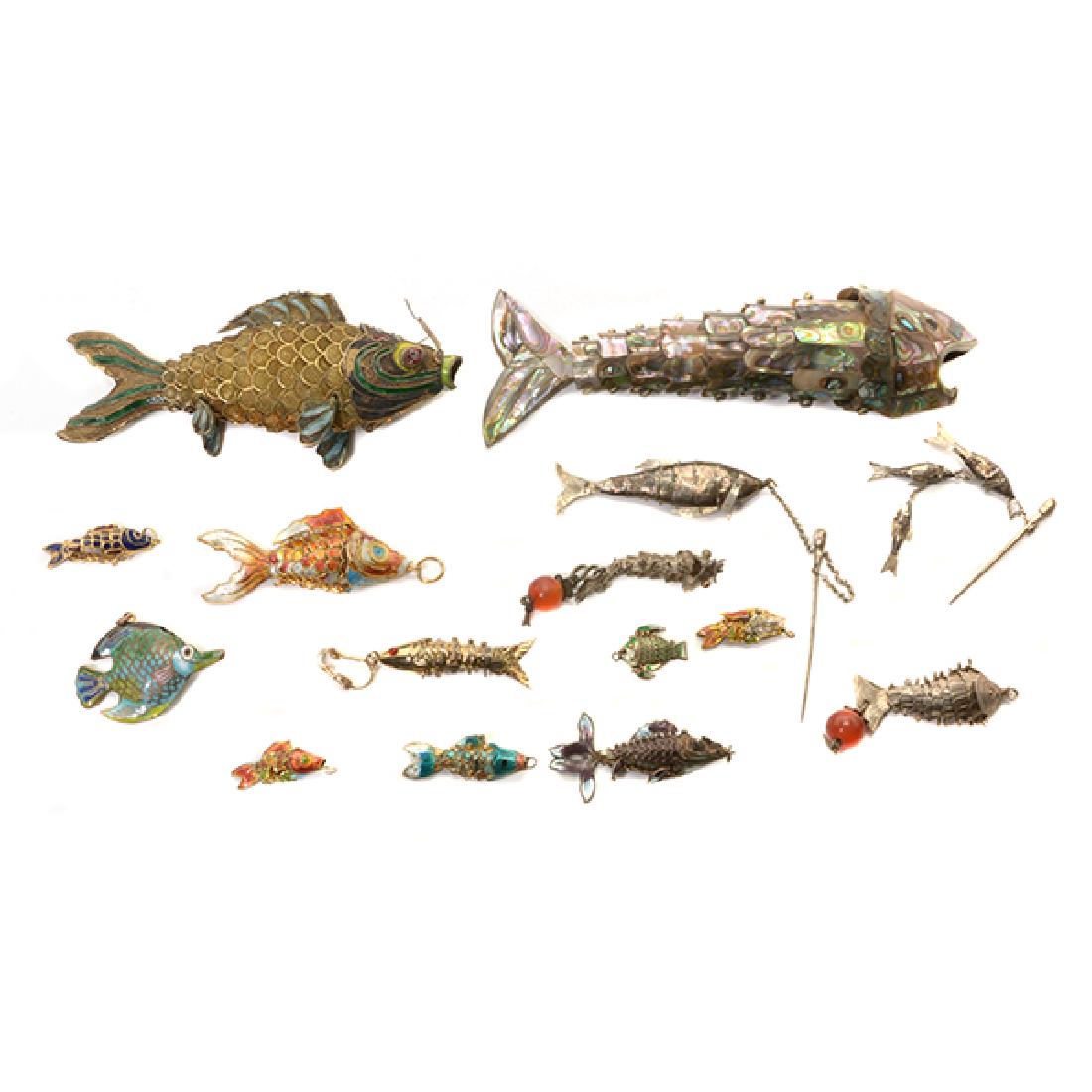 A Group of Mostly Silver Fish Models (1 of 6)